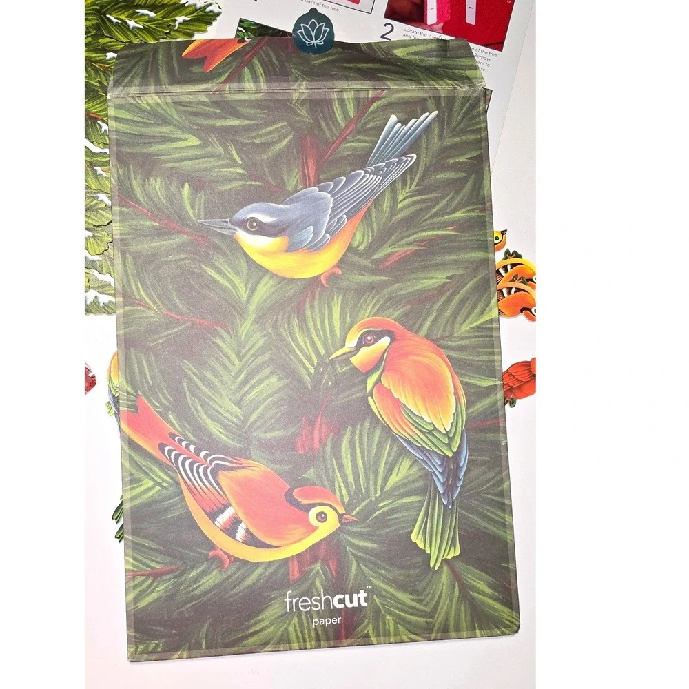 FreshCut Paper Winter Tree 3D Pop Up Card With Bird Embellishments card Kit guc